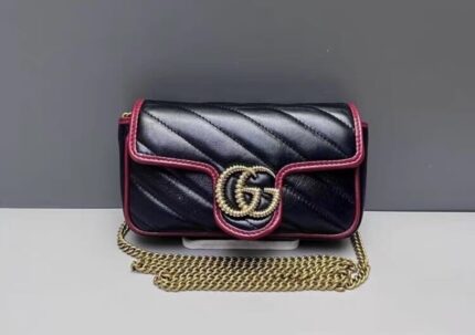 Preloved Gucci Marmont Mini, 98% New Luxury Chain Bag, Authentic Black Red Crossbody, Second-hand GG Wallet Title: Irresistible Preloved Gucci Marmont Mini Chain Bag | 98% New Black & Red Authentic Luxury | Norion Luxury